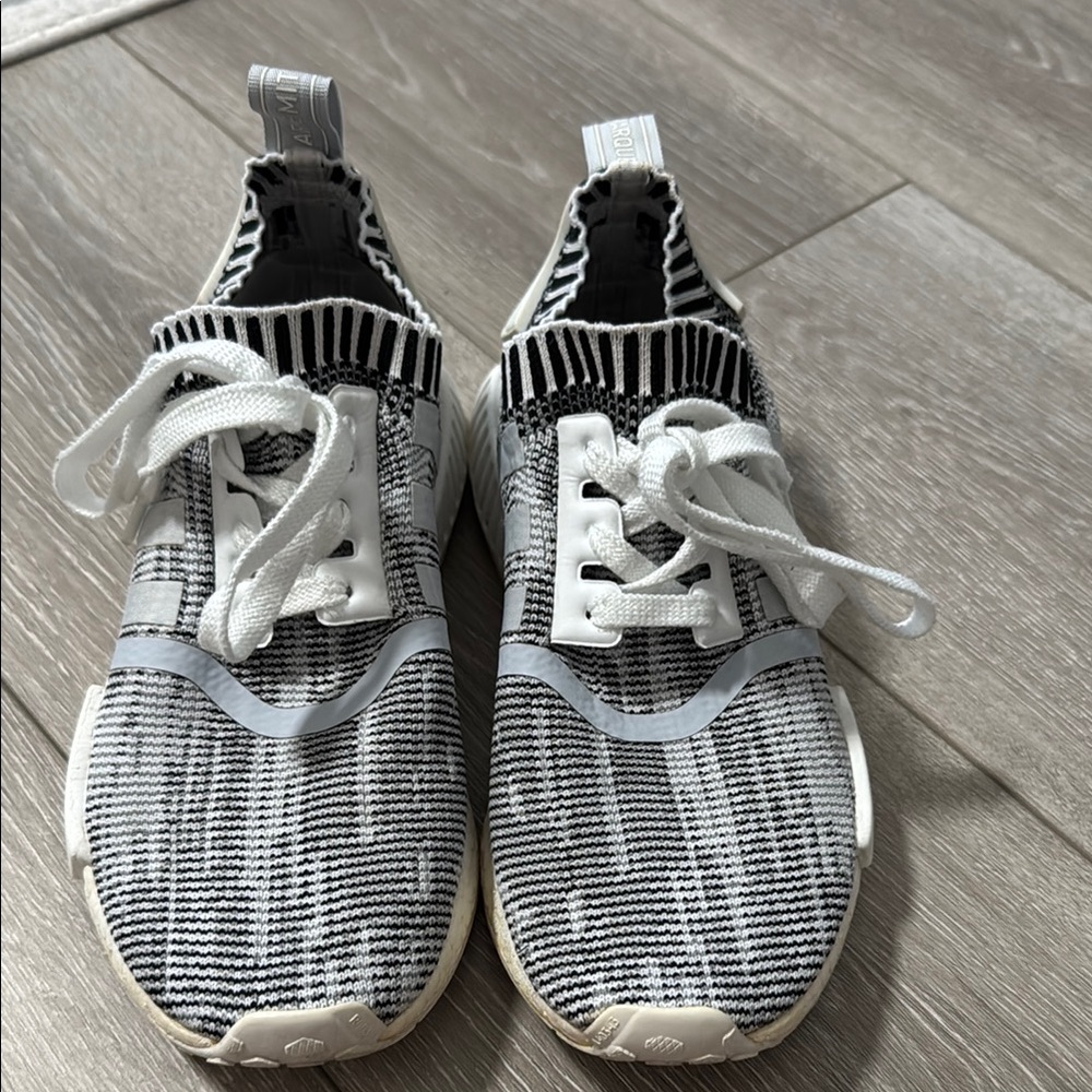 Adidas Black and White Athletic Shoes Slip-On Design